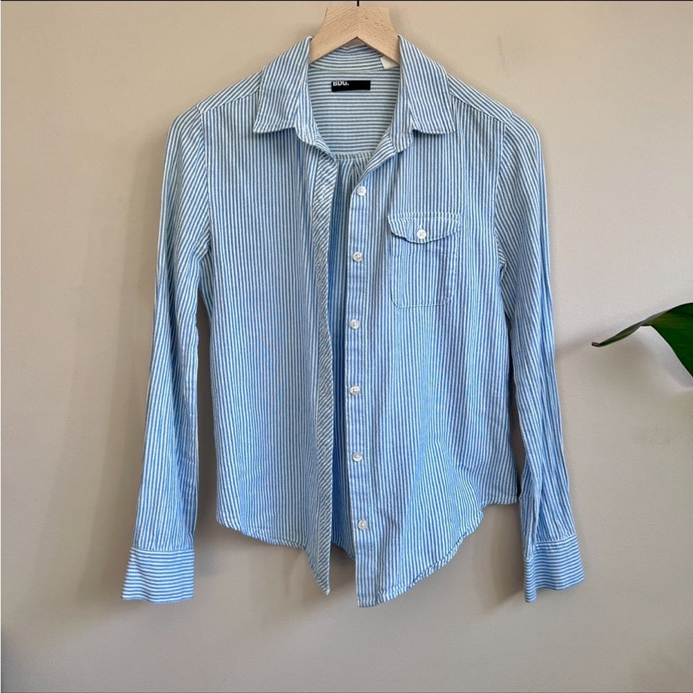 BDG Striped Long Sleeve Button Down Shirt